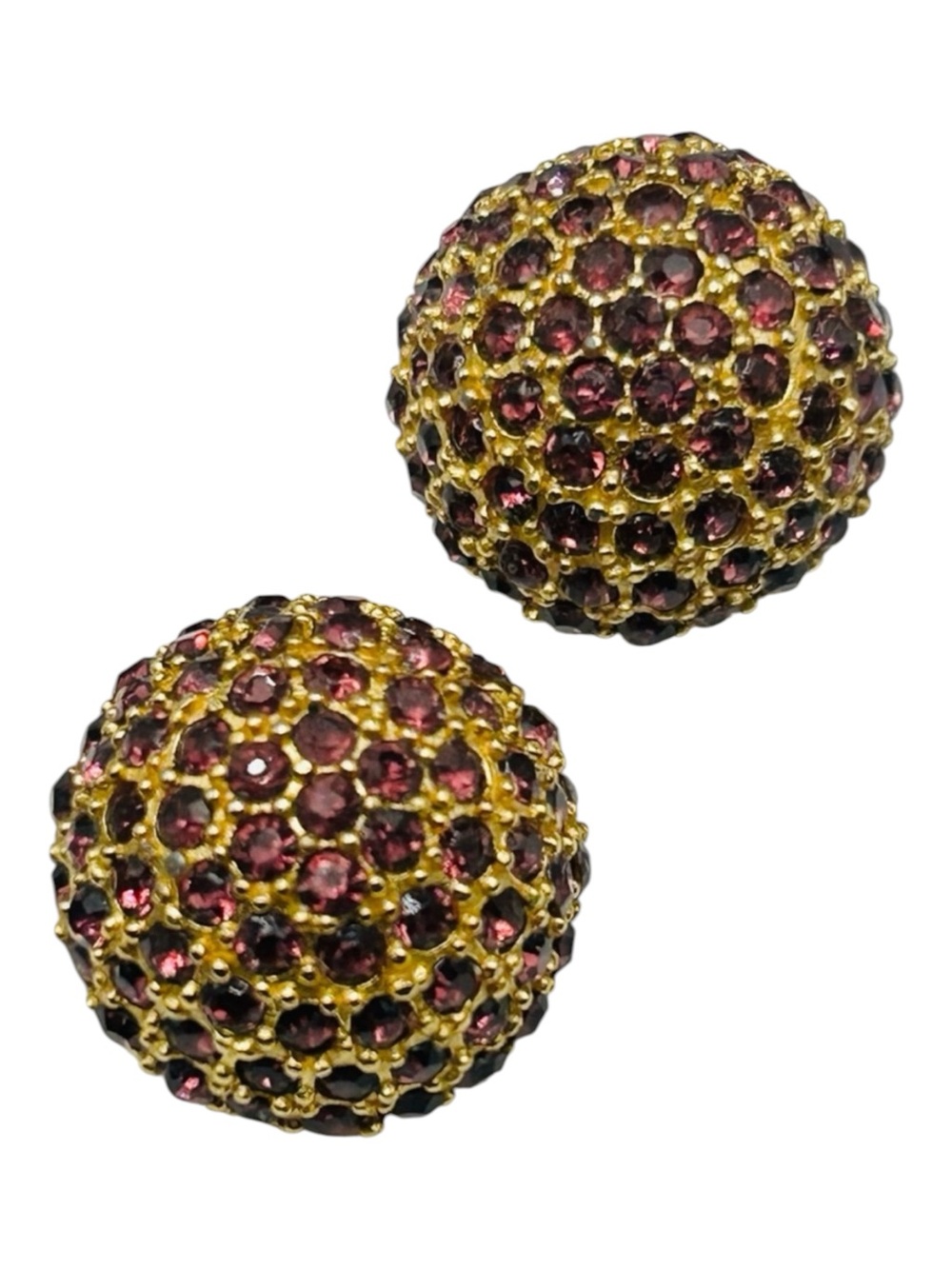 Vintage 1980s David Dubin Purple Rhinestone Done Earrings